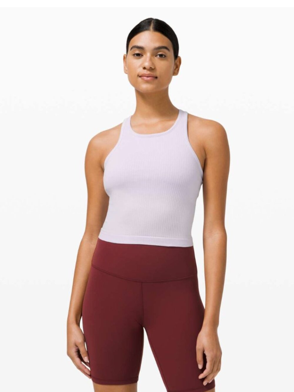 Lululemon Ebb To Street Racerback Crop Tank Top Lavender Dew Sz 10